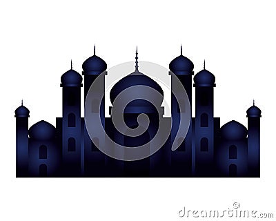 Ramadan kareem castle night time scene Vector Illustration