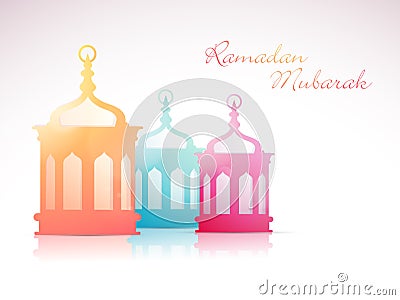 Ramadan Kareem celebration with colorful arabic lamps. Stock Photo