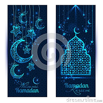 Ramadan Kareem celebration greeting banners Vector Illustration
