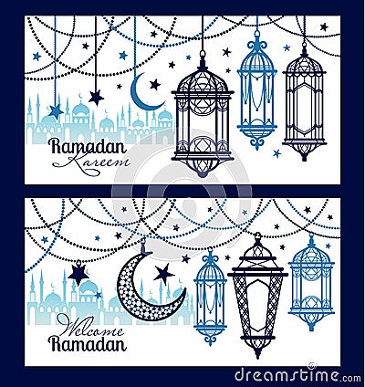 Ramadan Kareem celebration greeting banners Vector Illustration