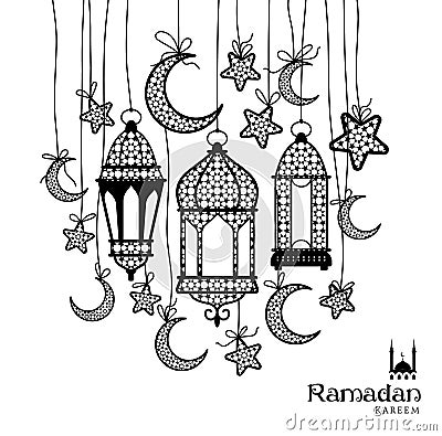 Ramadan Kareem celebration greeting card Vector Illustration