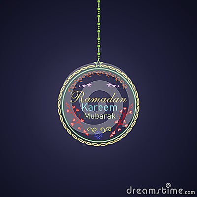 Ramadan Kareem collection neon signs. Ramadan Kareem vector banner in neon style, islamic greeting design, greeting card, Vector Illustration