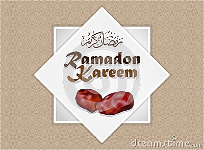 Ramadan Kareem and dates fruit Vector Illustration