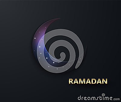 Ramadan Kareem. Effect of the cut paper night sky Vector Illustration