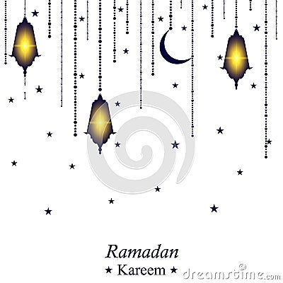 Ramadan Kareem festive background. White greeting card. Vector Illustration