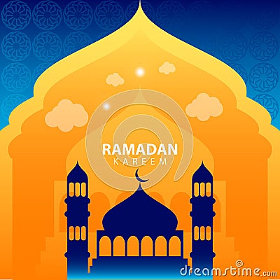 Ramadan kareem on green abstract background Vector Illustration