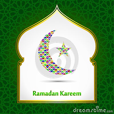 Ramadan Kareem Green Background. Ramadan template Vector Illustration