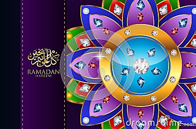 Ramadan Kareem greeting background Islamic with gold patterned Vector Illustration