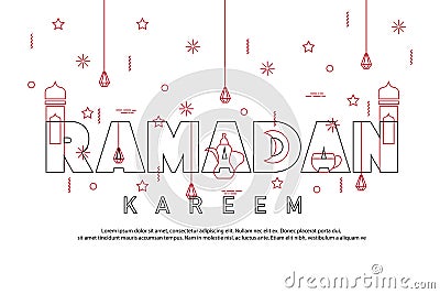 Ramadan kareem greeting background with islamic minimalist ornaments Vector Illustration