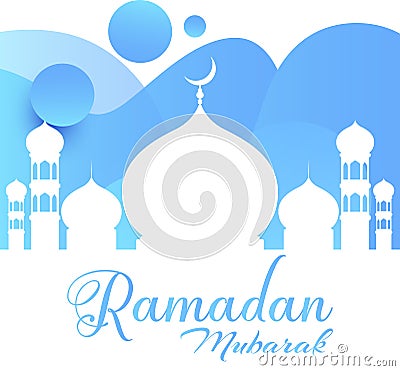 Ramadan Kareem greeting card. Bluish vector in ramadan mosque - Vector Vector Illustration