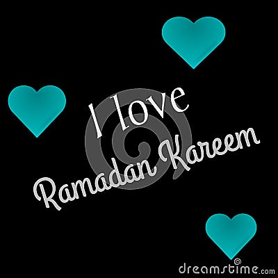 Ramadan Kareem Greeting Card.I Love Ramadan Kareem Text in Black background, Ramadhan Mubarak Stock Photo