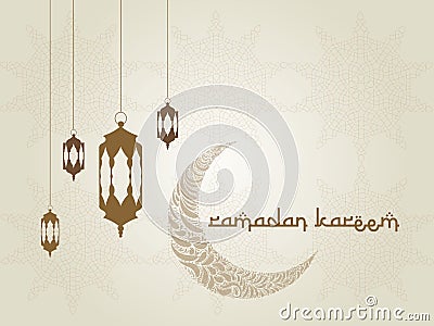 Ramadan Kareem islamic arabic greeting caligraphy and islamic geometric background card design. illustration Cartoon Illustration