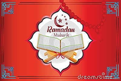 Ramadan Kareem islamic background with quraan template for menu, invitation, poster, banner, suitable also for Eid Mubarak Vector Illustration