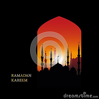 Ramadan Kareem islamic greeting design line mosque dome with arabic pattern Stock Photo