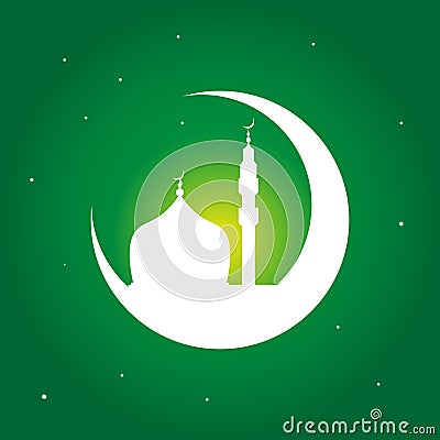 Ramadan Kareem islamic greeting design line mosque dome with month Stock Photo