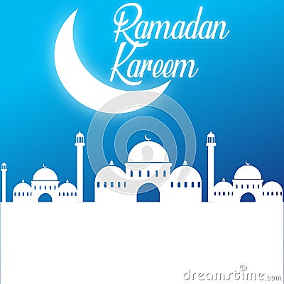 Greeting ramadan kareem islamic vector blue Vector Illustration