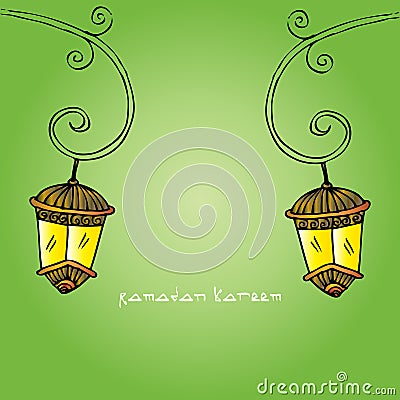 Ramadan Kareem with lamp Vector Illustration