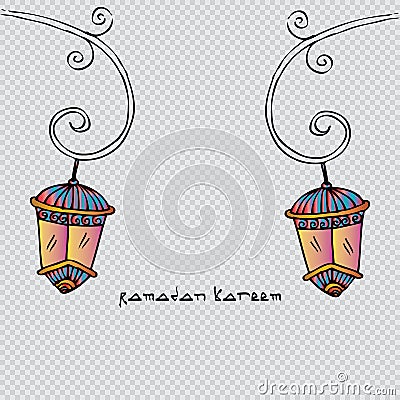 Ramadan Kareem with lamp Vector Illustration