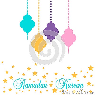 Ramadan Kareem lantern in a flat style. Vector Illustration