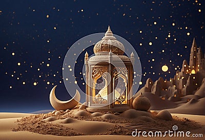 Ramadan Kareem Lantern sand sculpture Stock Photo