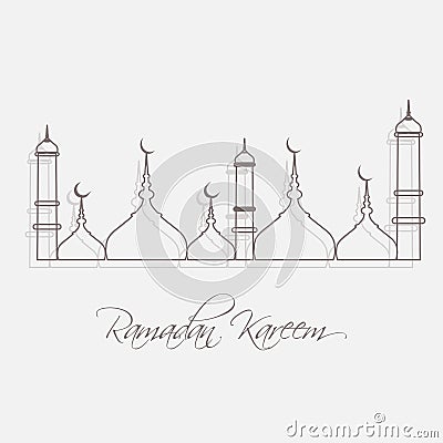 Ramadan Kareem line mosque design Stock Photo