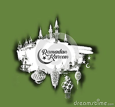 Ramadan Kareem Mosque or Masjid Vector Illustration