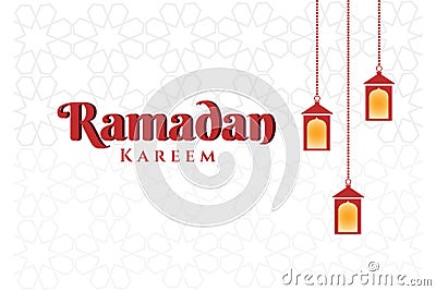 Ramadan Kareem Simple Vector Design with Islamic Pattern Background Vector Illustration