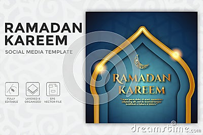 Ramadan Kareem social media template Vector Illustration