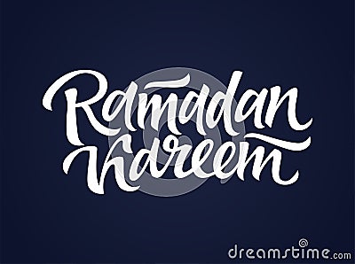 Ramadan Kareem - vector hand drawn brush lettering Vector Illustration