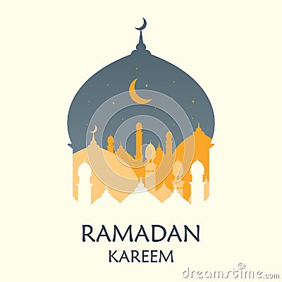 Ramadan Kareem Vector Illustration. Clean Elegant Ramadan Greeting with Mosque Dome Design. Paper Art Style Vector Illustration