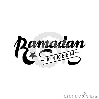 Ramadan Kareem. Vector typographic design with hand lettering. Usable for greeting cards print materials and clothing Vector Illustration