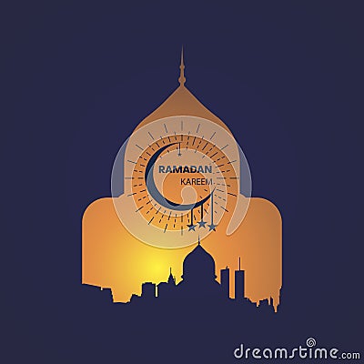 Ramadan karrem celebration. Muslim illustration with burst. Vector Vector Illustration