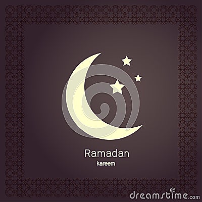 Ramadan Kerim, Eastern Arabic background with frame and white moon. Vector Illustration