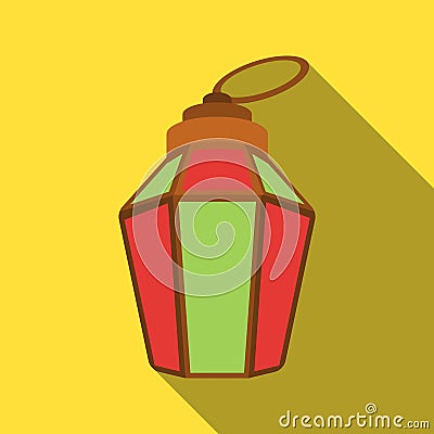 Ramadan lamp icon in flat style isolated on white background. Arab Emirates symbol stock vector illustration. Vector Illustration