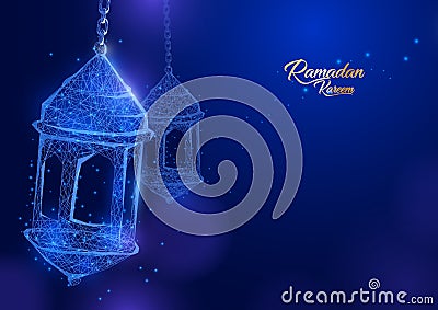 Ramadan Lantern form of a starry sky. Eid al-fitr greeting card Vector Illustration