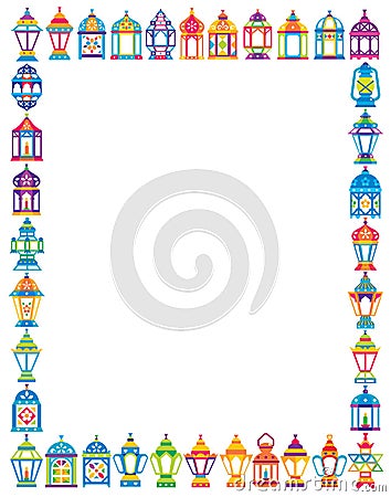 Ramadan Lanterns Frame Vector Illustration