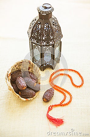 Ramadan light and dates Stock Photo