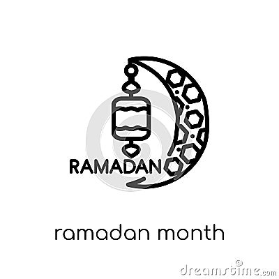 Ramadan Month icon. Trendy modern flat linear vector Ramadan Mon Vector Illustration