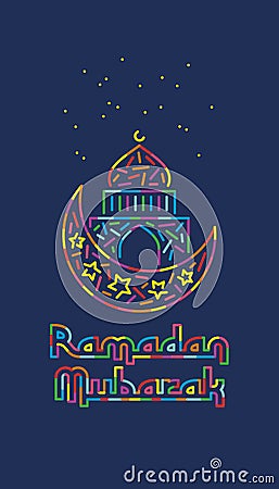 Abstract Ramadan Mubarak Islamic design greeting card background for wallpaper design. Vector illustration. Vector Illustration