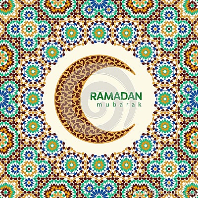 Ramadan Mubarak beautiful greeting card. Vector Illustration