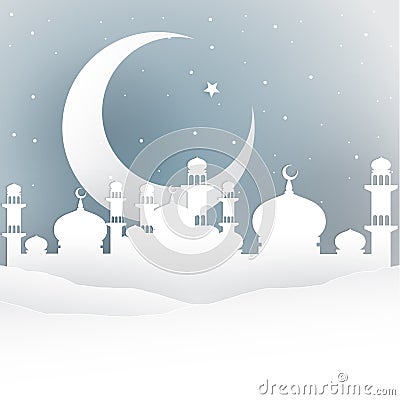 Ramadan night white style Vector Illustration