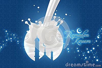 Ramadan Kareem Greetings with milk splash Stock Photo