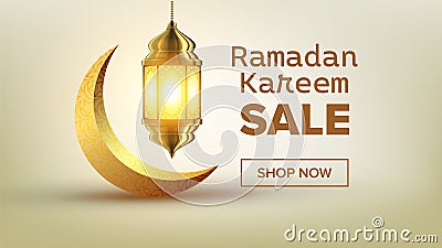 Ramadan Sale Banner Vector. Eid Background. Offer Tag. Super Sale. Islamic Poster. Arabic Template. Ramazan Greeting Vector Illustration