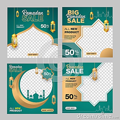 Ramadan Sale for social media post with islam ornament Vector Illustration