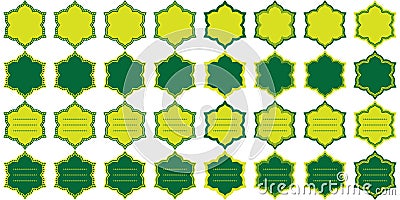 Ramadan six star card template set Vector Illustration