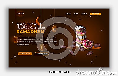 Ramadan theme simple website template design for business website Vector Illustration