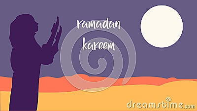 Ramadan background kareem with beautiful women praying Stock Photo