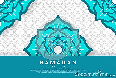 Ramadhan-themed design with Tosca green flower ornaments, suitable for Ramadan-themed backgrounds, web, textures, greeting cards, Vector Illustration