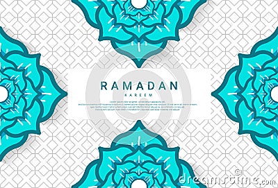 Ramadhan-themed design with Tosca green flower ornaments, suitable for Ramadan-themed backgrounds, web, textures, greeting cards, Vector Illustration