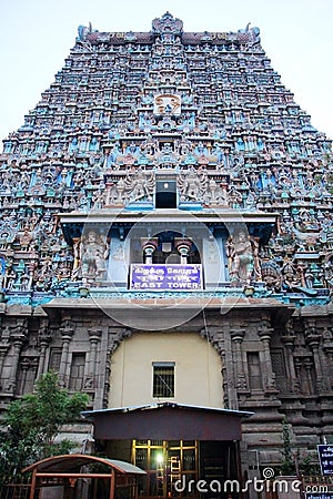 Ramanathaswamy Temple is a Hindu temple dedicated to the god Shiva located on Rameswaram island Editorial Stock Photo